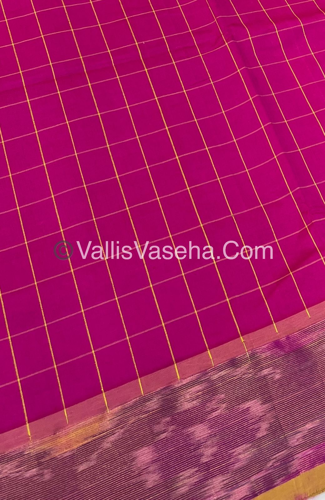 Semi Silk Cotton Saree - Pink&  Yellow - VVSSC001