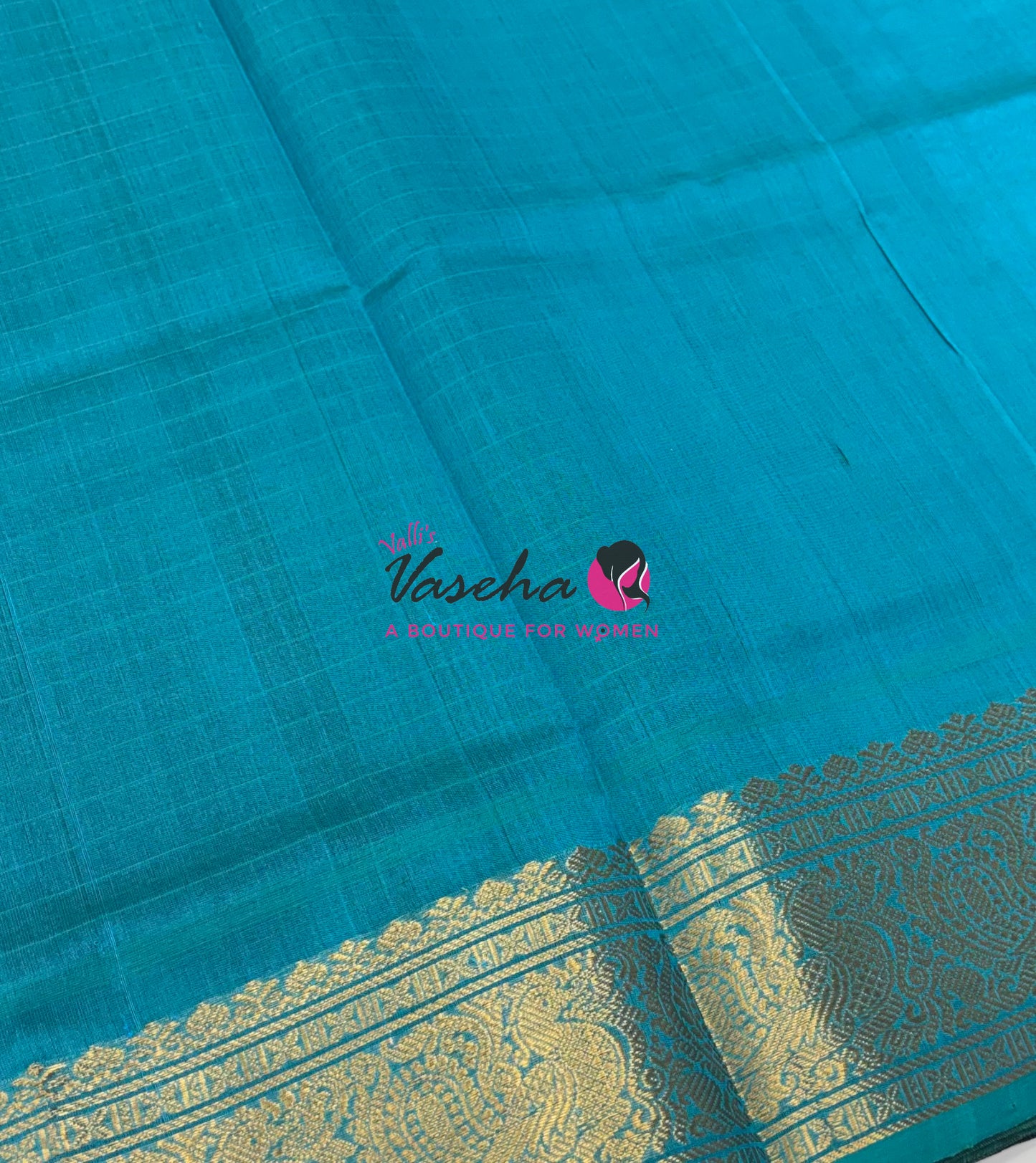Pure Silk Cotton Saree - Brown With Blue - Lakshadeepam Design - VVPLD001