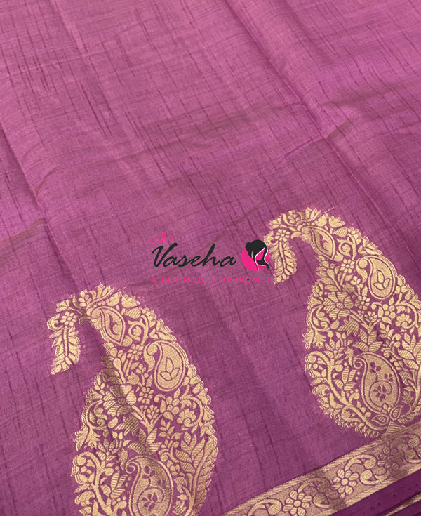 Semi Tussar Silk - Big Mango - Onion Pink Shade - VVSTS002