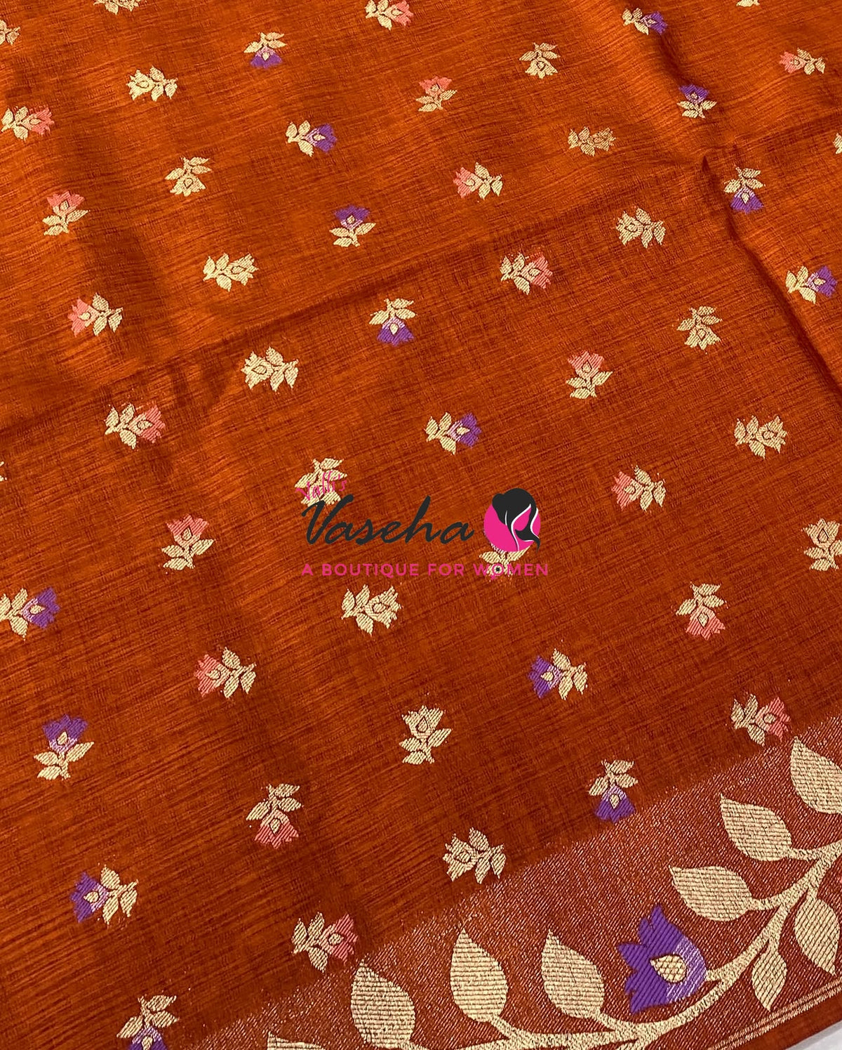 Banarasi - Heritage Meenakari Silk - Rust Orange Shade - VVBHS012