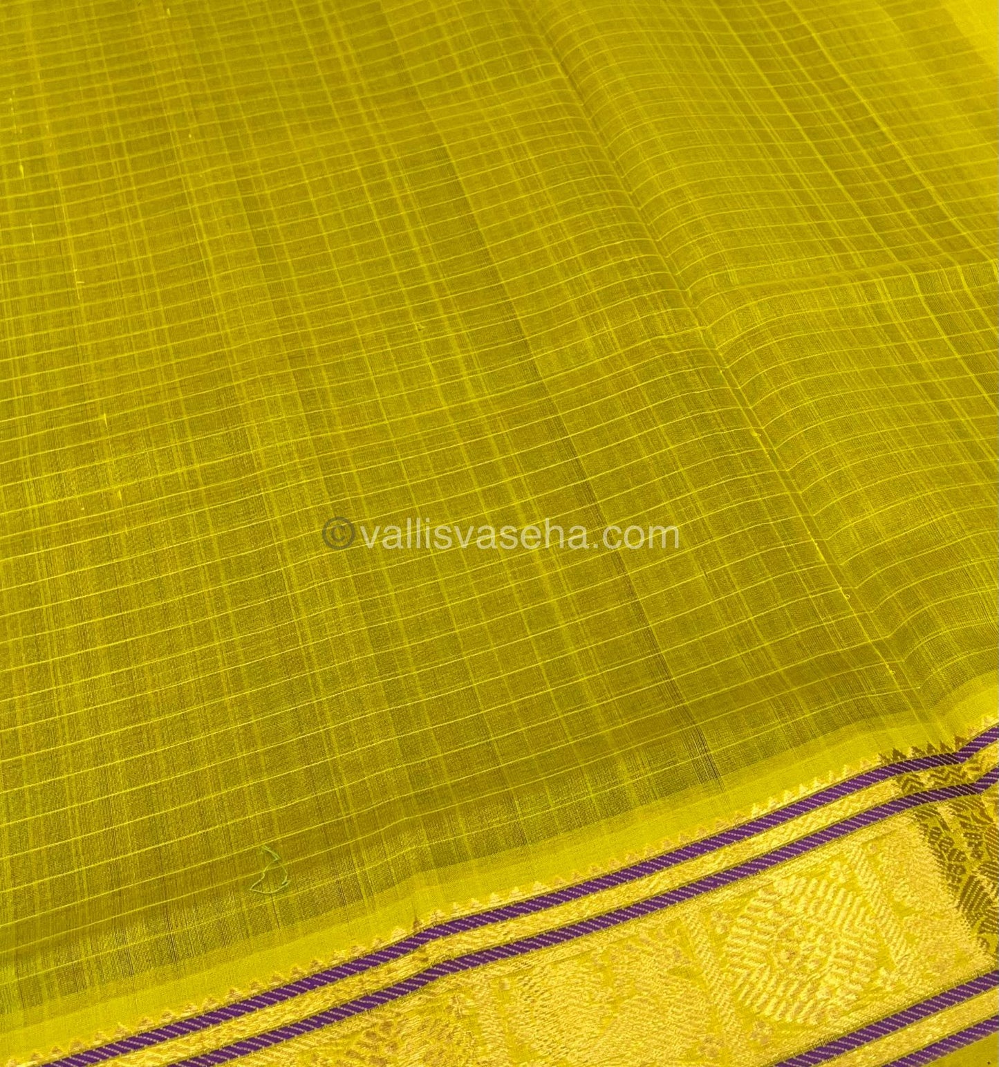 Pure Silk Cotton Saree - Blue With Yellow Shade - Lakshadeepam Design - VVPLD001