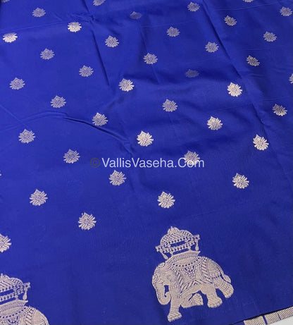 Semi Soft Silk - Elephant Butta Border - Blue Shade -VVSSS011