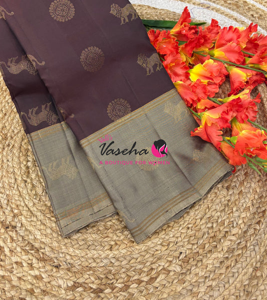 Half Mix - Pure Soft Silk Saree - Long Retta Petta Border with Butta - VVPSS105