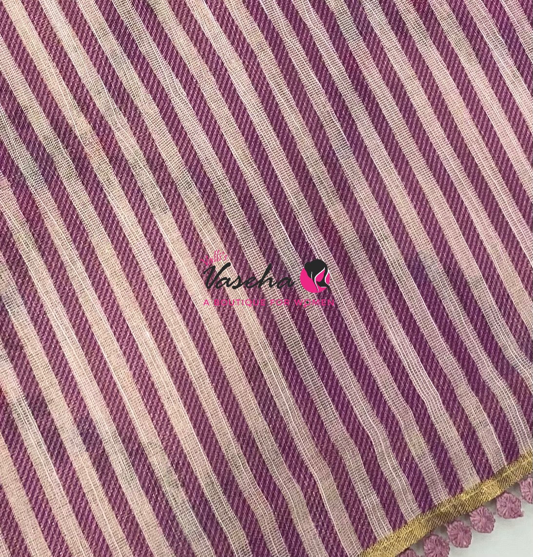 Linen Tissue Saree -  Light & Dark Combo - Pink Shade- VVLTS006