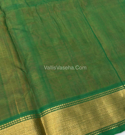 Pure Silk Cotton Sarees - Orangish Yellow & Green Shade - VVPSC008