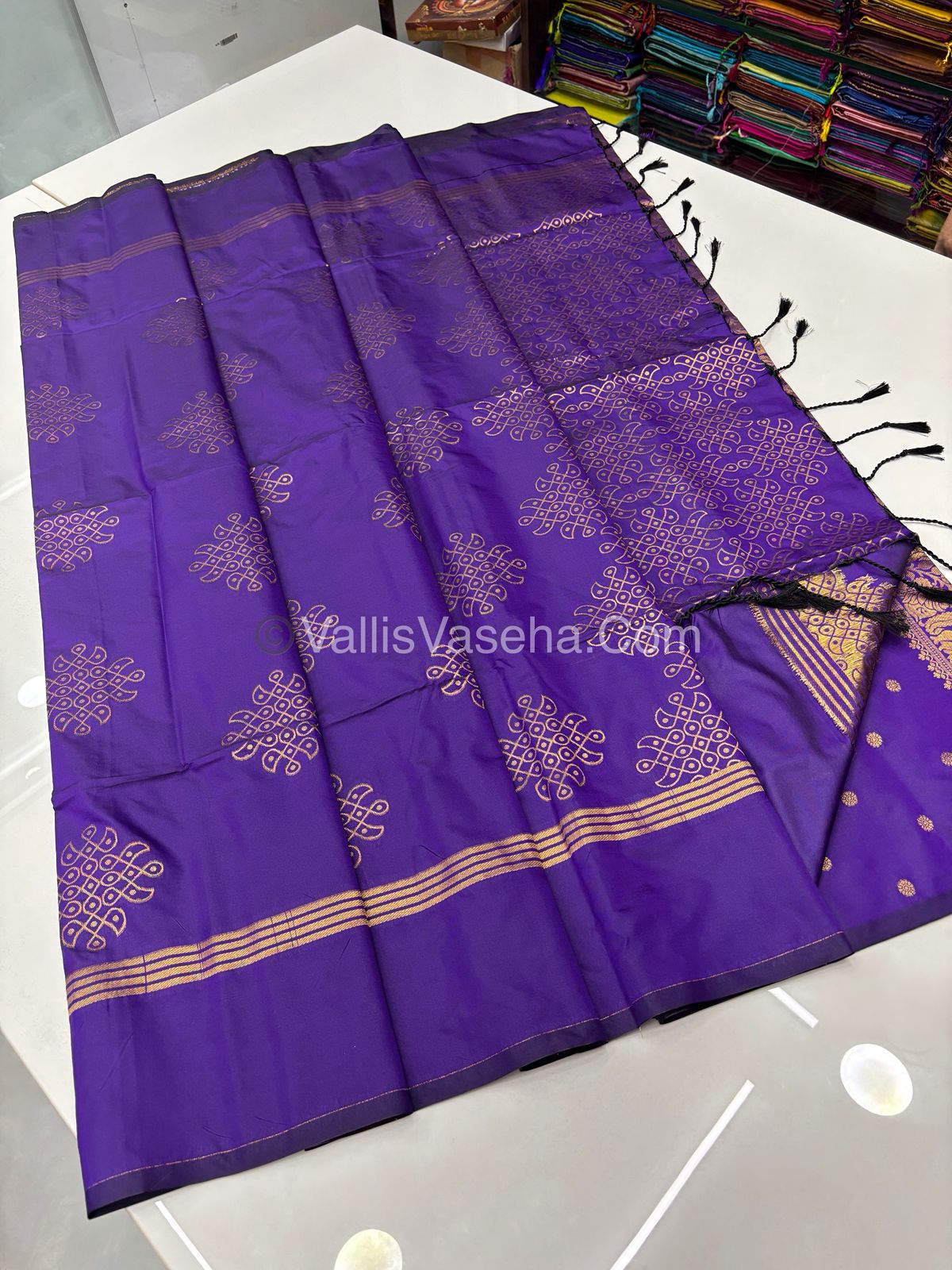 Semi Soft Silk - Kolam Design - Violet Shade -VVSSS029