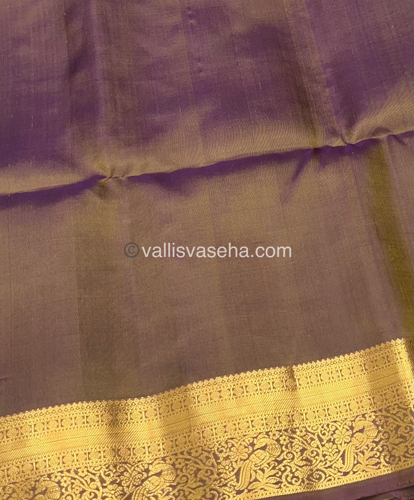 Pure Soft Silk Saree - Kanchi Border - Mustard Yellow & Double Tone Purple Combo - VVPSS046