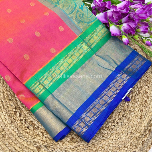 Pure Korvai Silk Cotton With Retta Petta Ganga Jamuna Border - VVKSC011
