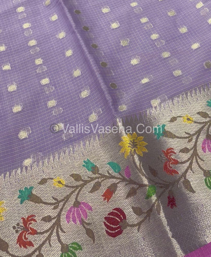 Kota Saree - Paithani Border - Lavender with Pink   - VVKPS001