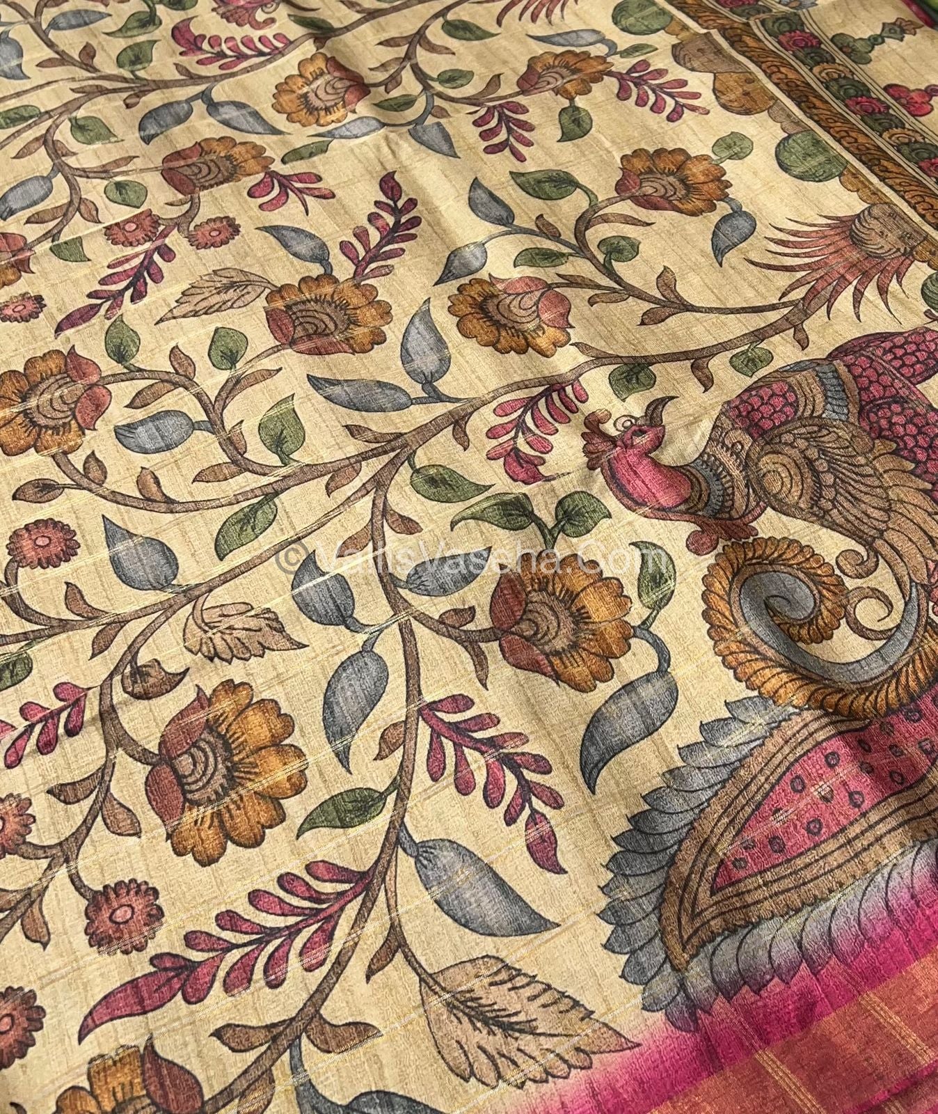 Semi Gicha Tussar Silk Saree - checks pattern - VVSGT001