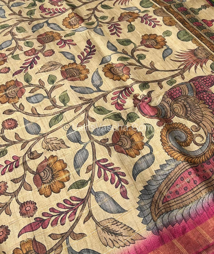 Semi Gicha Tussar Silk Saree - checks pattern - VVSGT001