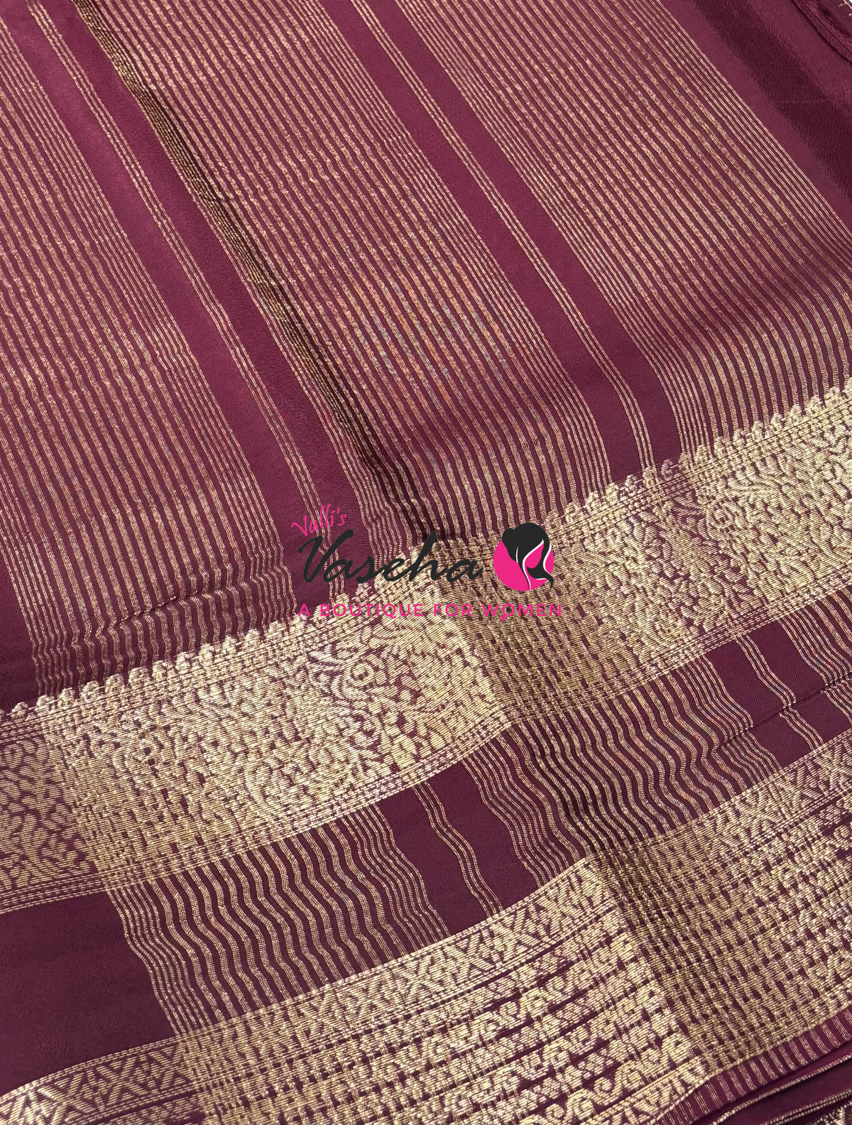 Semi Mysore Crepe Silk  - Wine Maroon Shade - VVSMC004