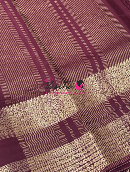Semi Mysore Crepe Silk  - Wine Maroon Shade - VVSMC004