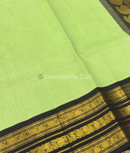 Pure Korvai Silk Cotton - Green with Brown - VVKSC025