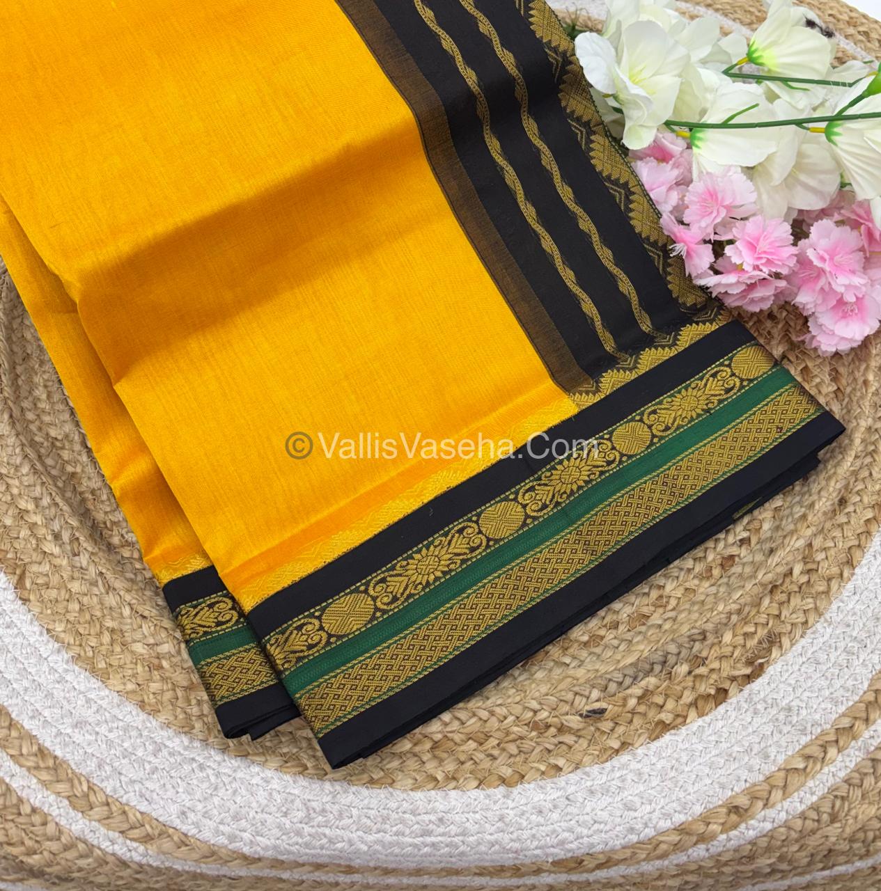 Pure Korvai Silk Cotton - Yellow with Black Combo - VVKSC007