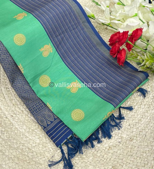 Semi Chappa Silk - Sea Green with Blue - VVSC003