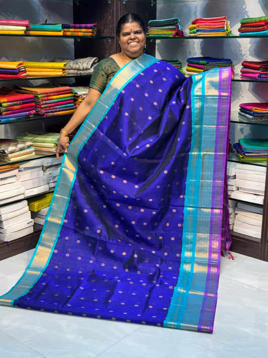 Pure Korvai Silk Cotton With Retta Petta Ganga Jamuna Border - VVKSC011