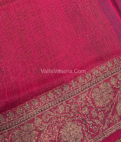 Bamboo Silk Saree - Blue With Pink Shade - VVBSS007