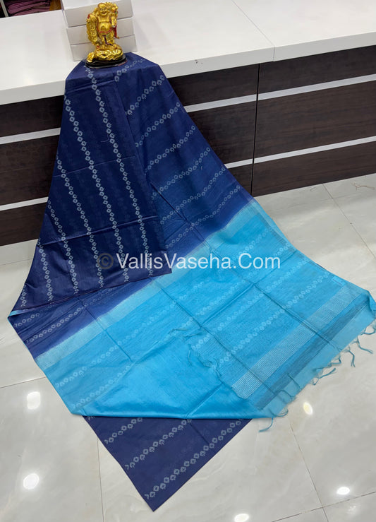 Bhagalpuri Silk - Blue With Blue - VVBS006