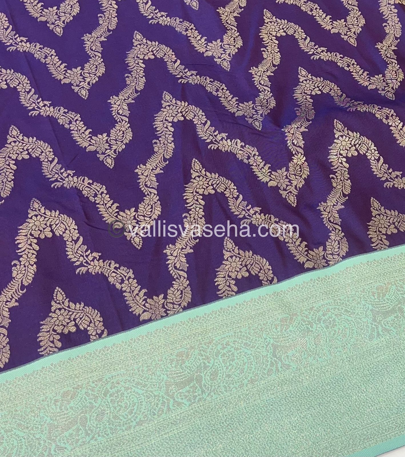 Semi Kanchi Silk -  Violetish Purple & Bluish Green Shade  - VVSKS004