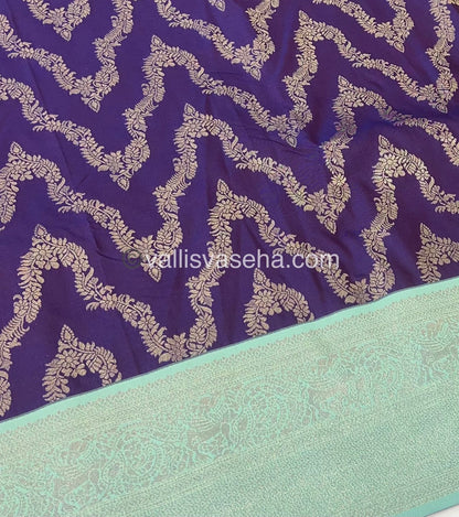 Semi Kanchi Silk -  Violetish Purple & Bluish Green Shade  - VVSKS004
