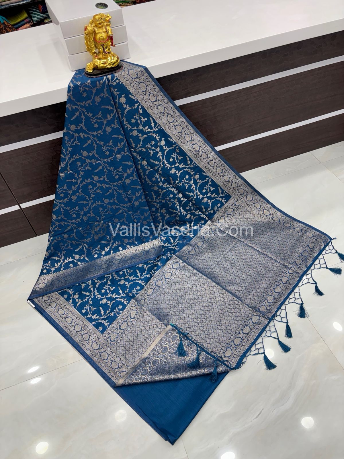 Banarasi - Heritage Silk - Semi Kathan Silk - Dark Blue Shade- VVBHS001
