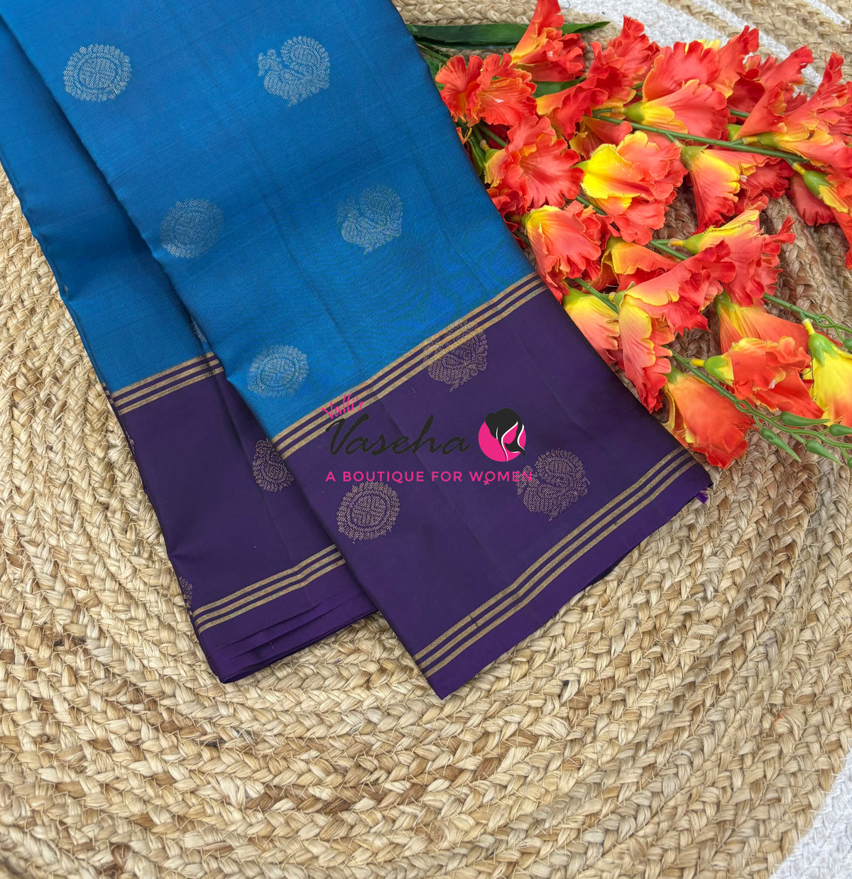 Half Mix - Pure Soft Silk Saree - Long Retta Petta Border with Butta - VVPSS105