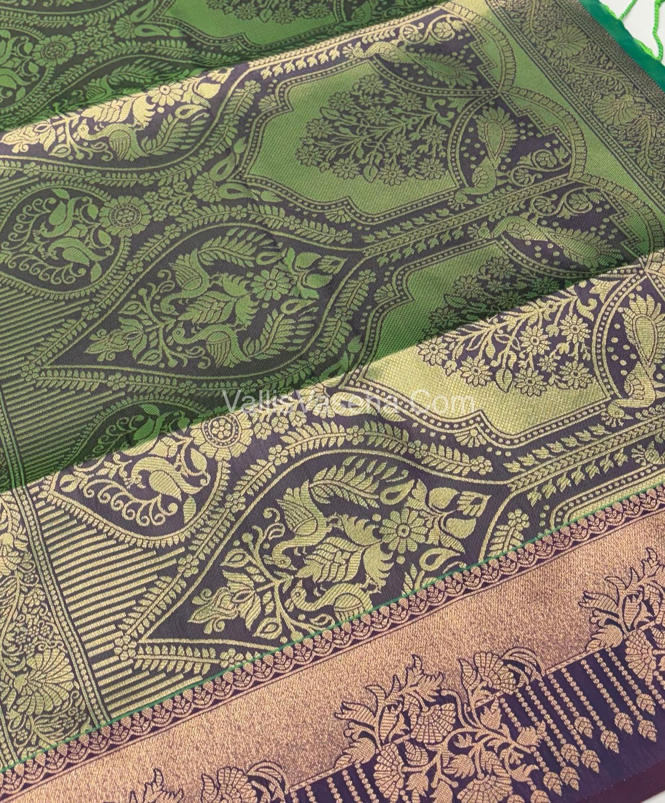Semi Soft Silk - Green  With Purple Shade -VVSSS030 - 1