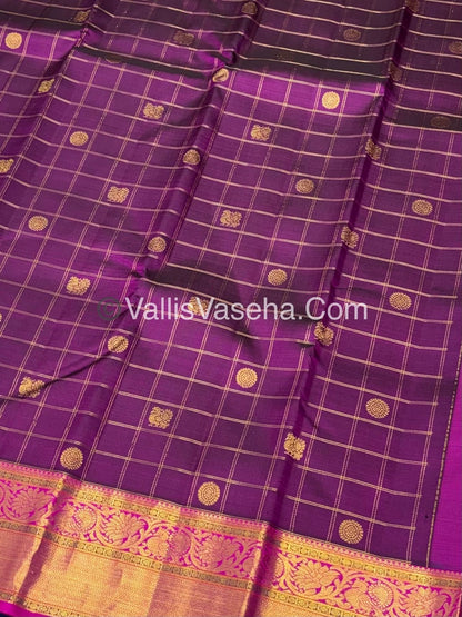Pure Vintage Korvai Kanchipuram Silk Saree - Purple & Pink Combo - VVPS025