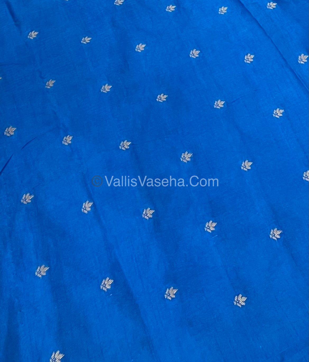 Semi Tussar Silk - Vairavoosi & Elephant Design - Blue shade-VVSTS019