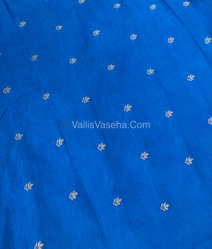 Semi Tussar Silk - Vairavoosi & Elephant Design - Blue shade-VVSTS019