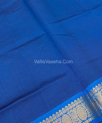 Semi Silk Cotton Saree - Green With Blue Shade - VVSSC007