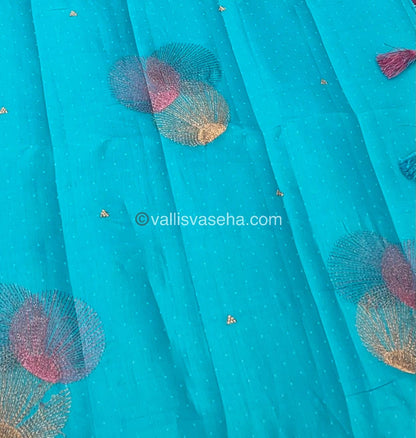 Pre Booking [4-6 Weeks]|Butter Silk - Blue & Pink Combo - VVBS001