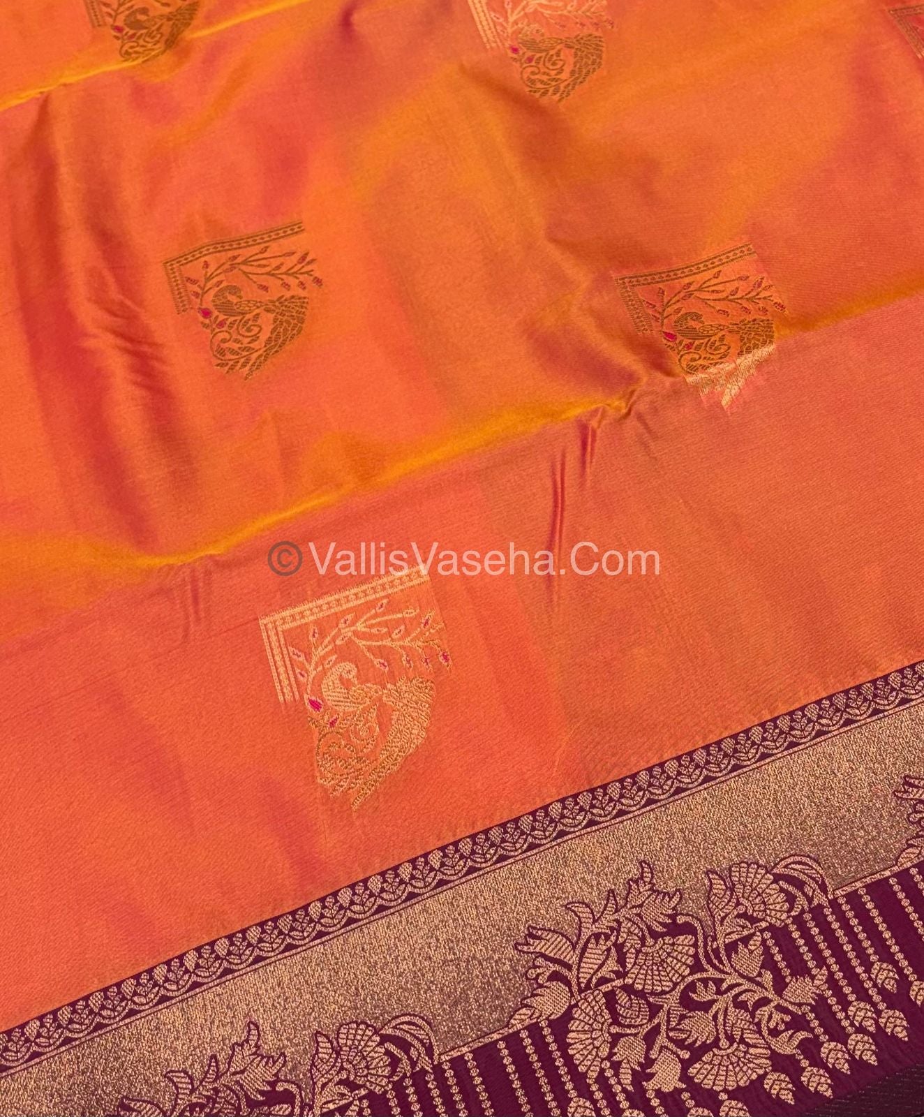Semi Soft Silk - Peach Gold With Maroon Shade -VVSSS030 - 6