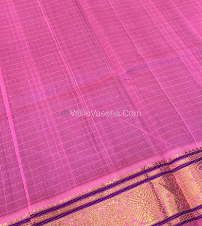 Pure Silk Cotton Saree - Winish Brown With Pink Shade - Lakshadeepam Design - VVPLD001