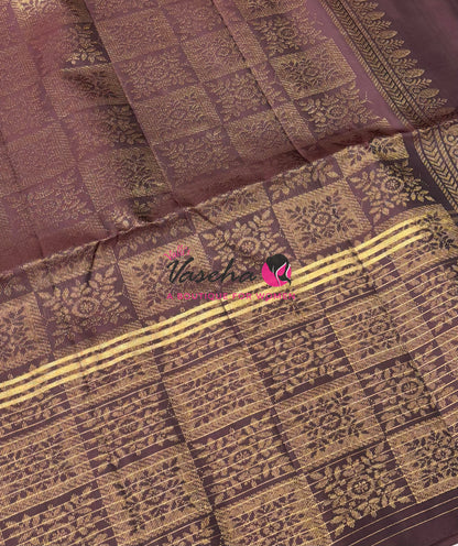 Pure Soft Silk Saree - Yellow with Brown - VVPSS071