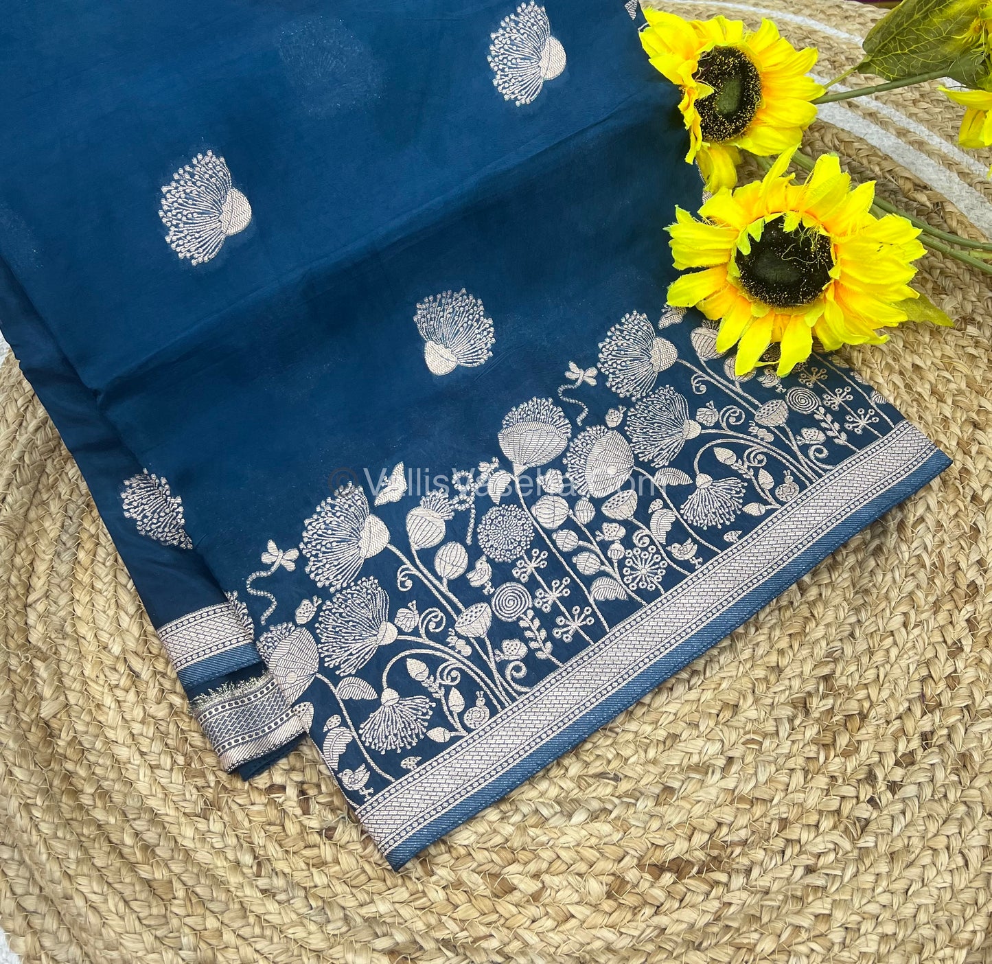 Banarasi Premium Viscose Saree - Ramar Blue Shade - VVBPV001