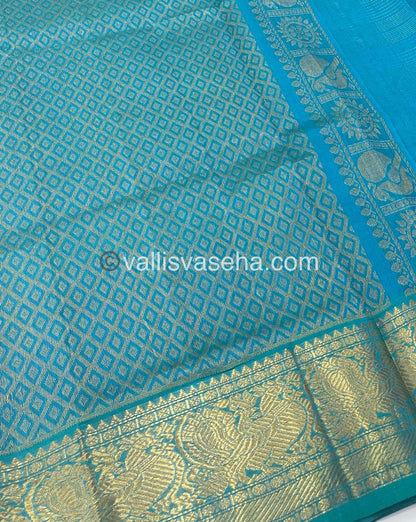Pure Silk Cotton Saree - Vairavoosi checks - Mayil & Chakkaram - VVMCV002