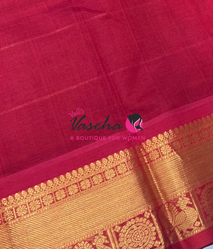Pure Silk Cotton Saree - Mayil & Chakkaram Design - Brown With Red VVMC001