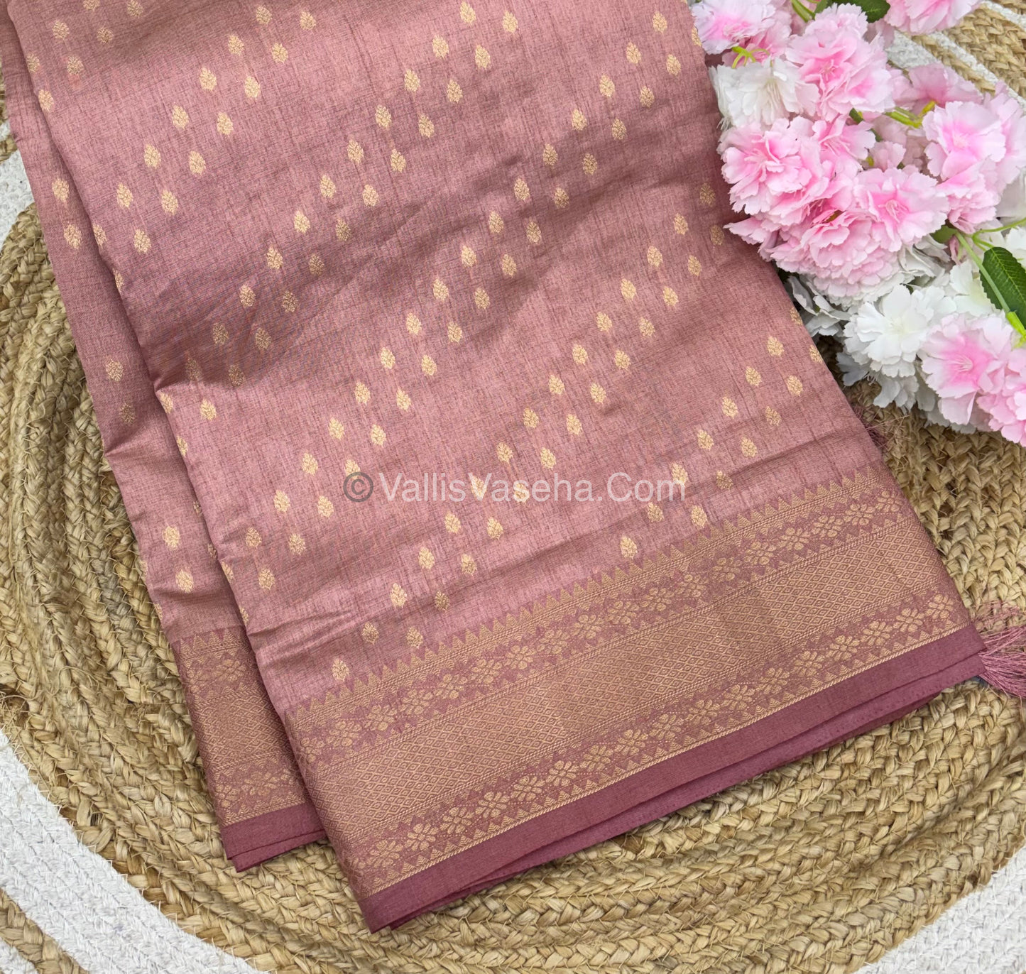 Semi Tussar Silk - Grand Pallu  - Biscuit Shade - VVSTS017