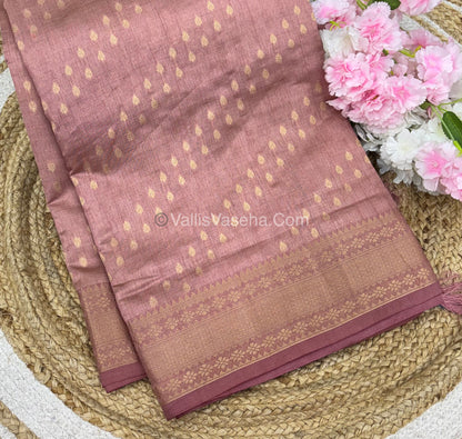 Semi Tussar Silk - Grand Pallu  - Biscuit Shade - VVSTS017