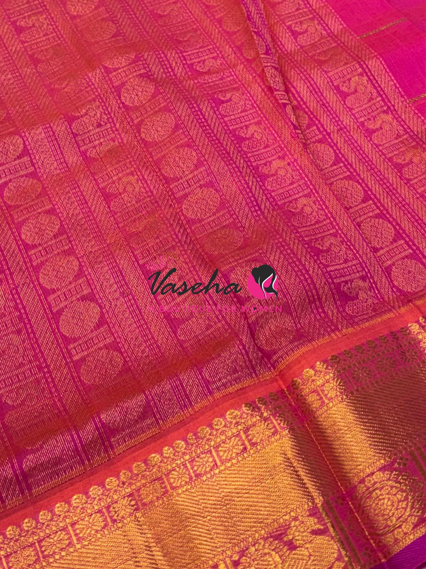 Pure Silk Cotton Saree - Mayil & Chakkaram Design - Purple With Pink Shade - VVMC001