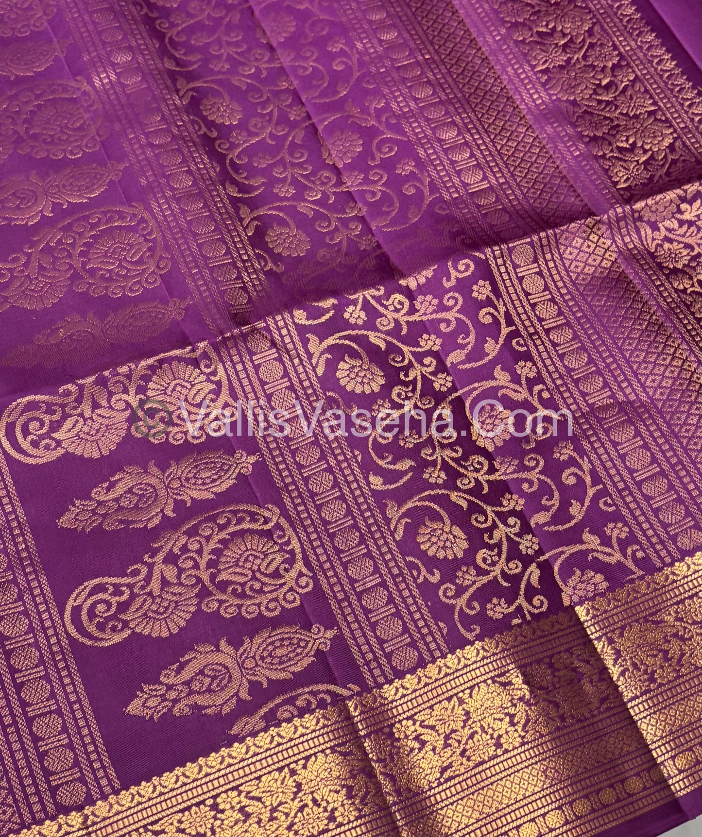Pure Soft Silk Saree - Kanchi Border - Dual Tone Orangish Gold & Purplish Pink Combo - VVPSS046