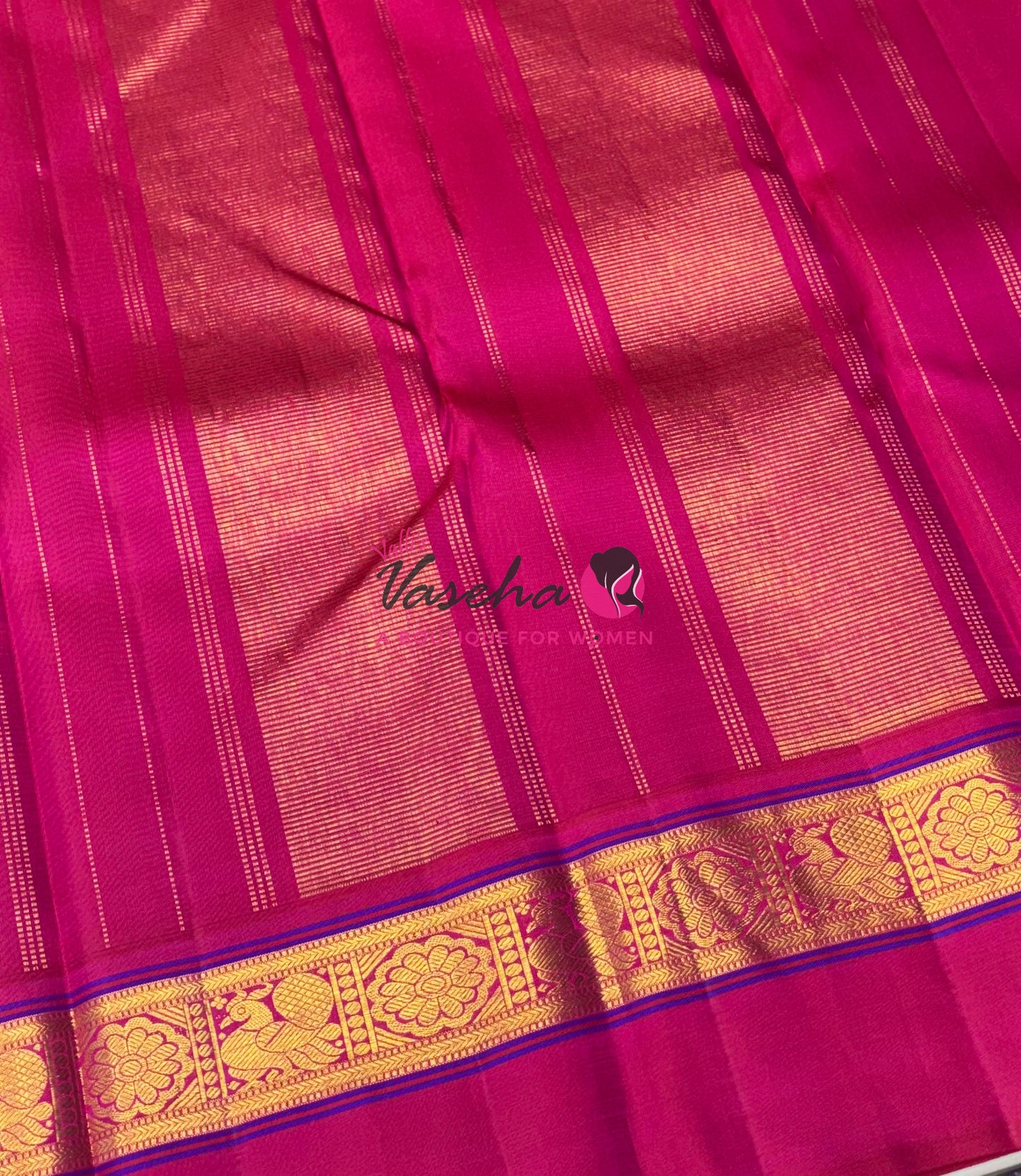 Pure Vintage Korvai Kanchipuram Silk Saree - Half White /Cream & Pink Combo - VVPS038