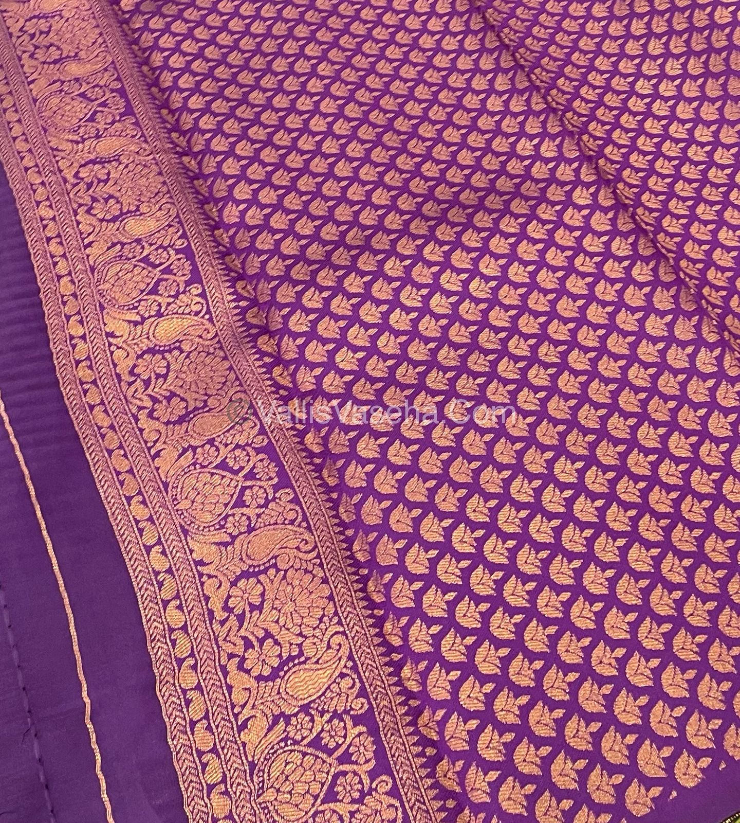 Kanchi Semi Silk  - Green with Purple - VVKSS001