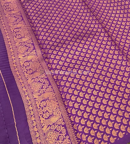 Kanchi Semi Silk  - Green with Purple - VVKSS001
