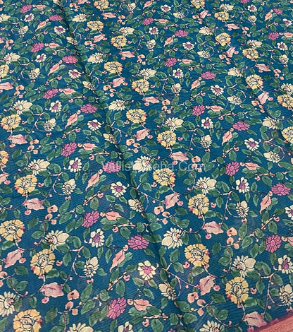 Semi Chanderi Saree - Blue Shade - VVSCS004