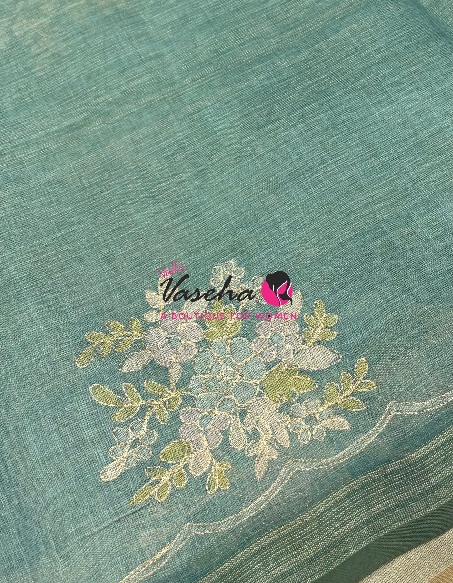 Linen Tissue Saree - Blue Shade - VVLTS004