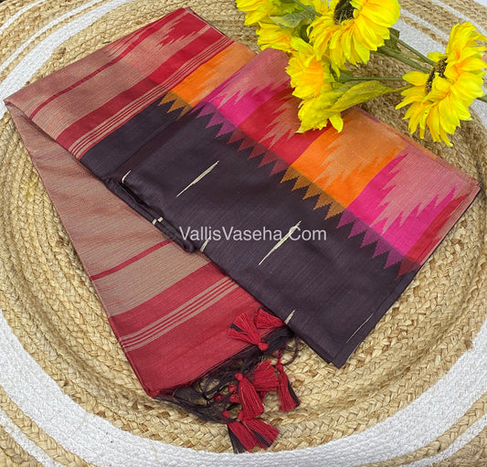 Semi Raw Silk - Brown With Maroon Shade - VVRS002