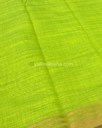 Mixed Cotton Saree | Neon Green And Blue| Happy sale | 30% less  - VVHS005